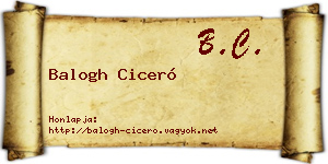 Balogh Ciceró névjegykártya